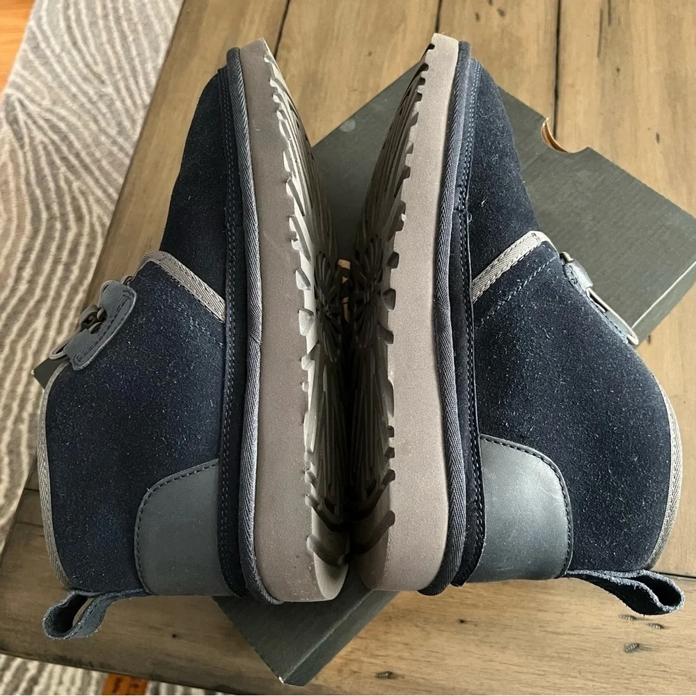 UGGs Men's Navy Suede Neumel Ghillie Chukka Wool Lined Leather Ankle Boots #P11